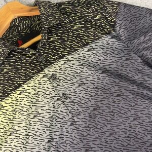 Jamie Sadock Golf Polo Shirt Men's Large Short Sleeve‎ Grey Yellow Patterned